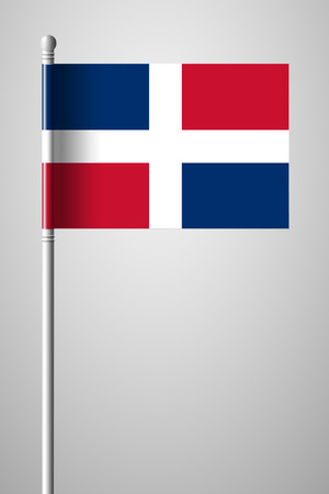Flag of Dominican Republic. National Flag on Flagpole. Isolated Illustration on Gray Backgroundのイラスト素材