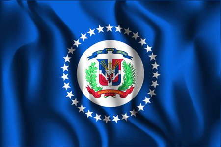 Flag of Dominican Republic. Rectangular Shape Icon with Wavy Effectのイラスト素材