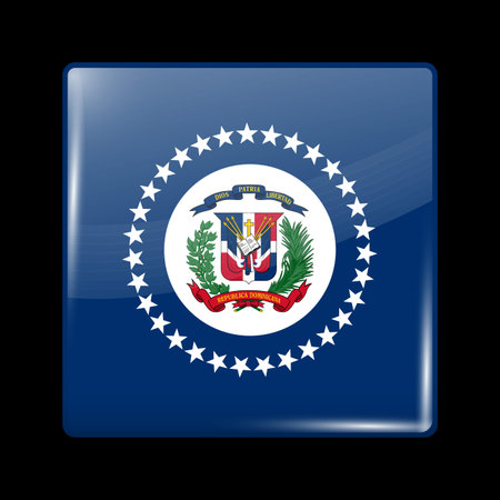 Flag of Dominican Republic. Glossy Icon Square Shape. This is File from the Collection Flags of North Americaのイラスト素材