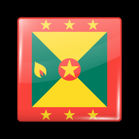 Flag of Grenada. Glossy Icon Square Shape. This is File from the Collection Flags of North Americaのイラスト素材