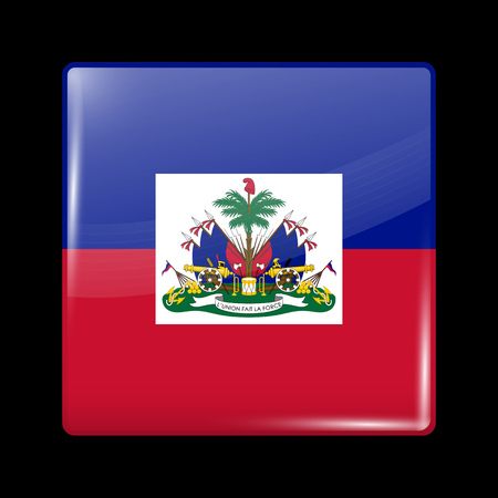 Flag of Haiti. Glossy Icon Square Shape. This is File from the Collection Flags of North Americaのイラスト素材