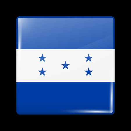 Flag of Honduras. Glossy Icon Square Shape. This is File from the Collection Flags of North Americaのイラスト素材