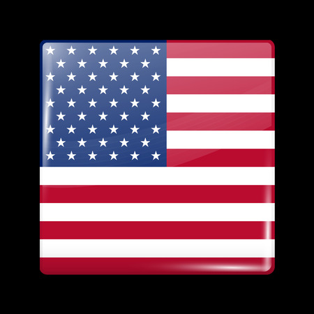 Flag of United States of America. American Flag. Glossy Icon Square Shape. This is File from the Collection Flags of North Americaのイラスト素材