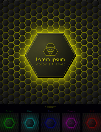 Hexagonal Background with Pace for Your Logo and Slogan Six Isolated Variants of Color Schemeのイラスト素材