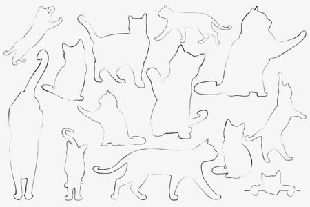 Cats Collection - Vector Outline Setのイラスト素材