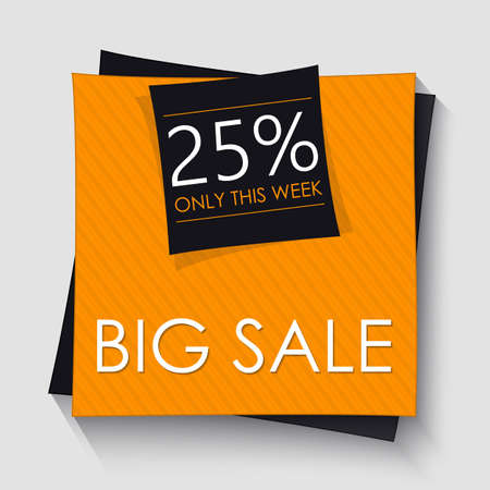 Big Sale Banner Template Design. Orange Square Advertising Labelのイラスト素材