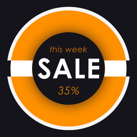 Sale Banner Template Design. Orange Round Advertising Labelのイラスト素材