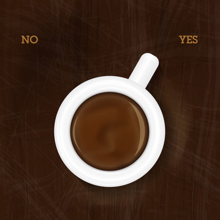 Cup of Coffee Showing Yes on Brown Backgroundのイラスト素材