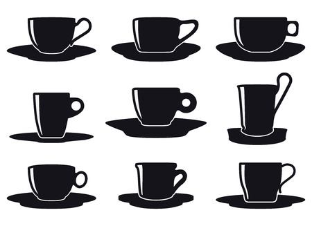 Coffee Cup Set. Silhouetteのイラスト素材