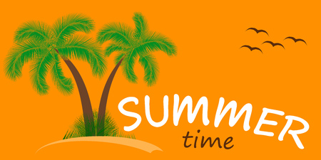 Summer Time Vector Background. Two Palm Treesのイラスト素材