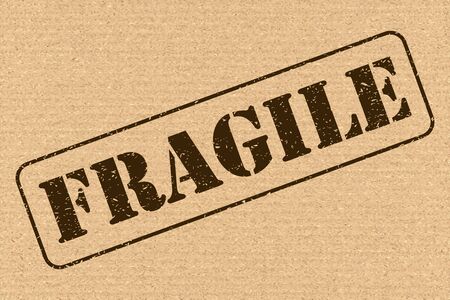 Fragile Symbol for Cargo. Vector Cardboard Texture High Quality. Horizontal Vector Emblemのイラスト素材