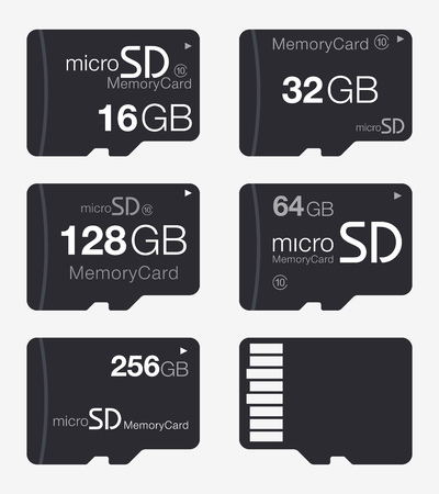 Top View of Micro SD. Memory Card Isolated on White Backgroundのイラスト素材