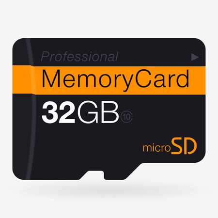 Top View of Micro SD. Memory Card Isolated on White Backgroundのイラスト素材