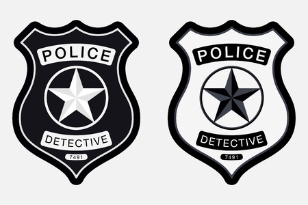 Police Badge Simple Monochrome Sign. Vector illustration Isolated on White Backgroundのイラスト素材