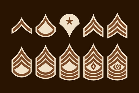 Military Ranks Stripes and Chevrons. Vector Set Army Insignia. Sergeant's Staffのイラスト素材