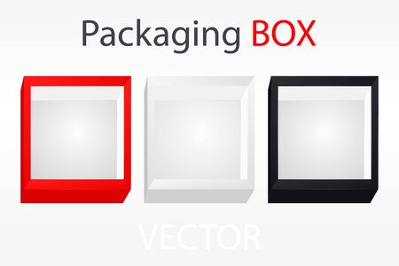 Cardboard Box with Ribbon and Bowknot. Happy Birthday Christmas New Year Wedding or Valentine Day Package Design. Closeup Vector illustration Top Viewのイラスト素材