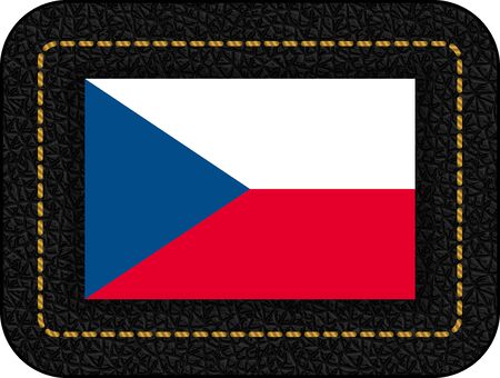 Flag of Czech Republic. Vector Icon on Black Leather Backdrop. Aspect Ratio 2:3のイラスト素材
