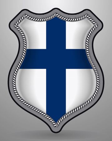 Flag of Finland. Vector Badge and Icon with Central Glossy National Symbolのイラスト素材