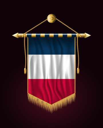 Flag of France. Festive Vertical Banner. Wall Hangings with Gold Tassel Fringingのイラスト素材