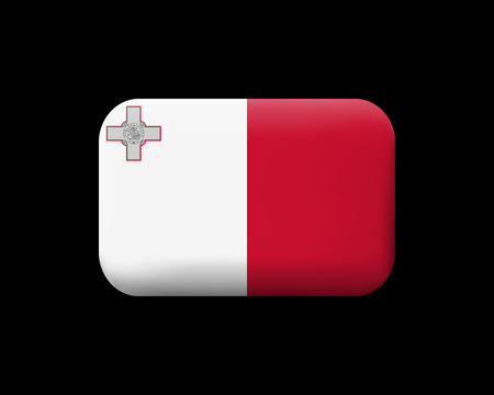 Flag of Malta. Matted Vector Icon and Button. Rectangular Shape with Rounded Cornersのイラスト素材