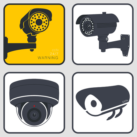 CCTV Camera. Security Surveillance System. Vector Isolated Illustrationのイラスト素材