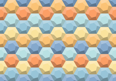 Hexagons and Triangles Seamless Pattern. Vector Geometric Abstract Background