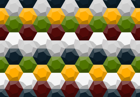 Hexagons and Triangles Seamless Pattern. Vector Geometric Abstract Background