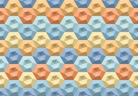 Hexagons and Triangles Seamless Pattern. Vector Geometric Abstract Background