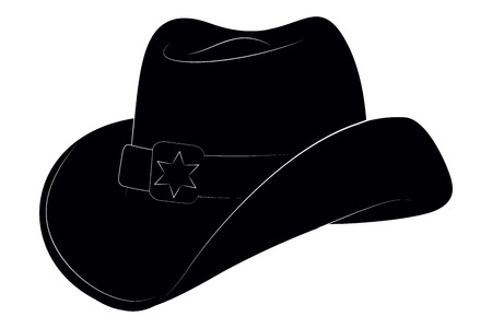 Sheriff Hat Icon. Vector Isolated Object. Side View. Symbol of Wild Westのイラスト素材