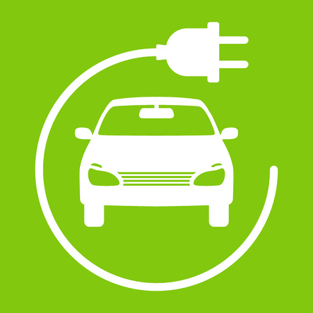 Electric Car. Eco Vehicles Symbol. Ecological Transport Icon. Vector Isolatedのイラスト素材