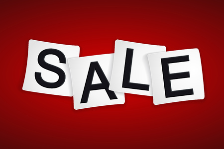 Sale Banners. Vivid Promotion Label. Square Shapes. Red Black and White Colors. Vector Isolatedのイラスト素材