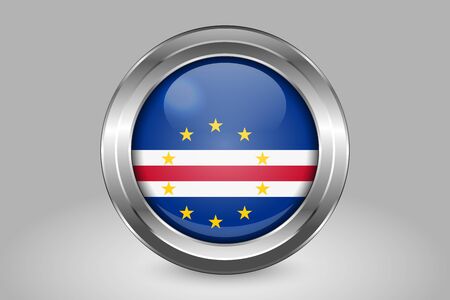 Flag of Cape Verde. Metal and Glass Round Vector Icon. Isolated on Grayのイラスト素材
