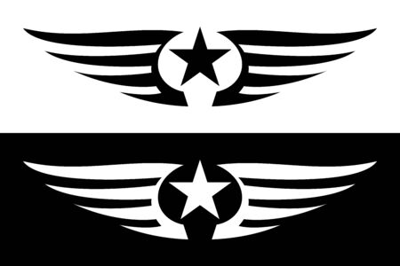 Star with Wings Abstract . Design Elements. Symbol of Success and Achievementsのイラスト素材