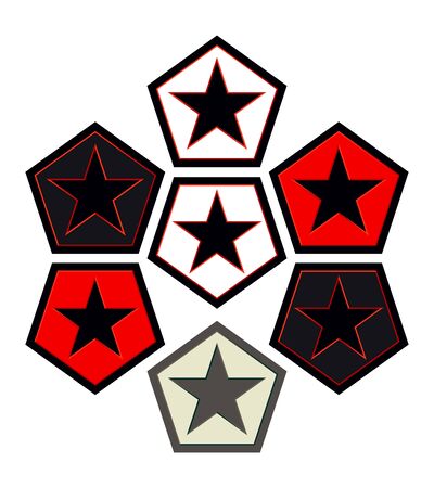 Volumetric Five-Pointed Stars Set. Icon, Sign, Badge, Design Elements for Your Illustrationのイラスト素材