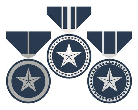 Rank Medal Set. Level and Progress Award Sign. Vector illustrationのイラスト素材