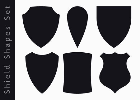 Blank Classic Medieval Shield Shapes. Vector Illustration Set. Emblem for Security or Protection. Design Elementsのイラスト素材