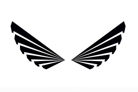 Wings Vector Collection. Simple Wing Silhouette for Heraldry, Tattoo or Other Symbolsのイラスト素材
