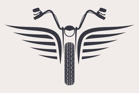 Winged Emblem for a Bikers Club. Bike with Wings. Stylized Motorcycle for T-Shirt Designのイラスト素材