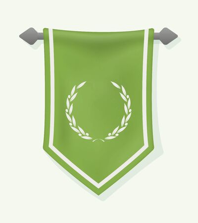 Festive Vertical Banner with Laurel Wreath. Hanging Pennant for Inscription . Wall Hangings Flag for Game. Vector Mockupのイラスト素材