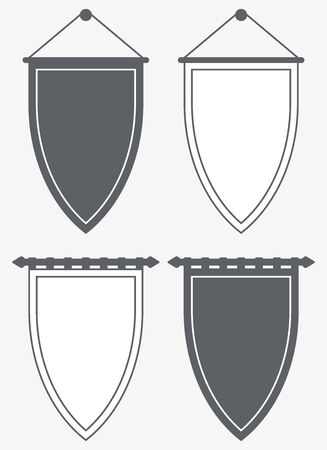 Template Blank Pennant. Silhouette and Outline Banners. Posters and Flags Vector Mockup.のイラスト素材
