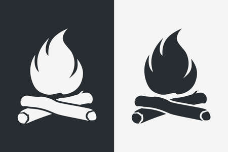 Campfire Silhouette.Dagger Silhouette on Light and Dark Background. Bonfire and Firewood.のイラスト素材