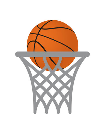 Basketball Basket and Ball Vector Icon. Isolatedのイラスト素材