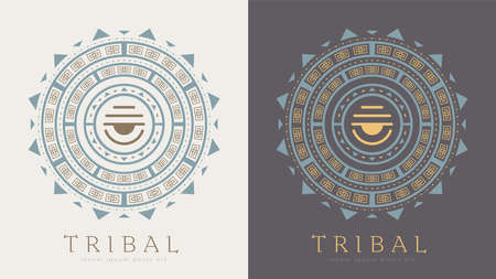 Aztec Tribal Vector Elements. Ethnic Shapes Symbols Design for Cards, or Tattooのイラスト素材