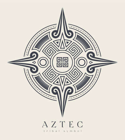 Aztec Tribal Vector Elements. Ethnic Shapes Symbols Design for Logo, Cards, or Tattooのイラスト素材