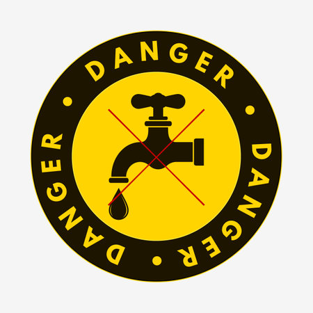 Not Drinking Water. Prohibition Sign: Drinking Water from this Tap is Not Allowed. Drink this Water is Prohibited - Symbol Template. Vector Printable Signのイラスト素材