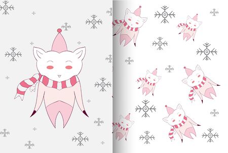 cute cat seamless patternのイラスト素材