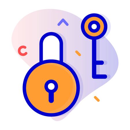 padlock icon with blue stripe styleの写真素材