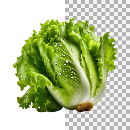 A Fresh And Crunchy Lettuce With Water Drops, Without Shadow, Blank White Isolated Backgroundの素材