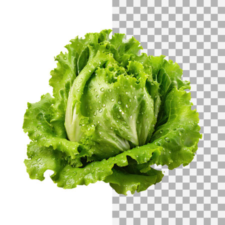 A Fresh And Crunchy Lettuce With Water Drops, Without Shadow, Blank White Isolated Backgroundの素材