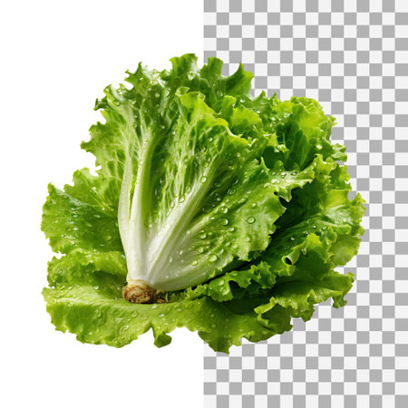 A Fresh And Crunchy Lettuce With Water Drops, Without Shadow, Blank White Isolated Backgroundの素材